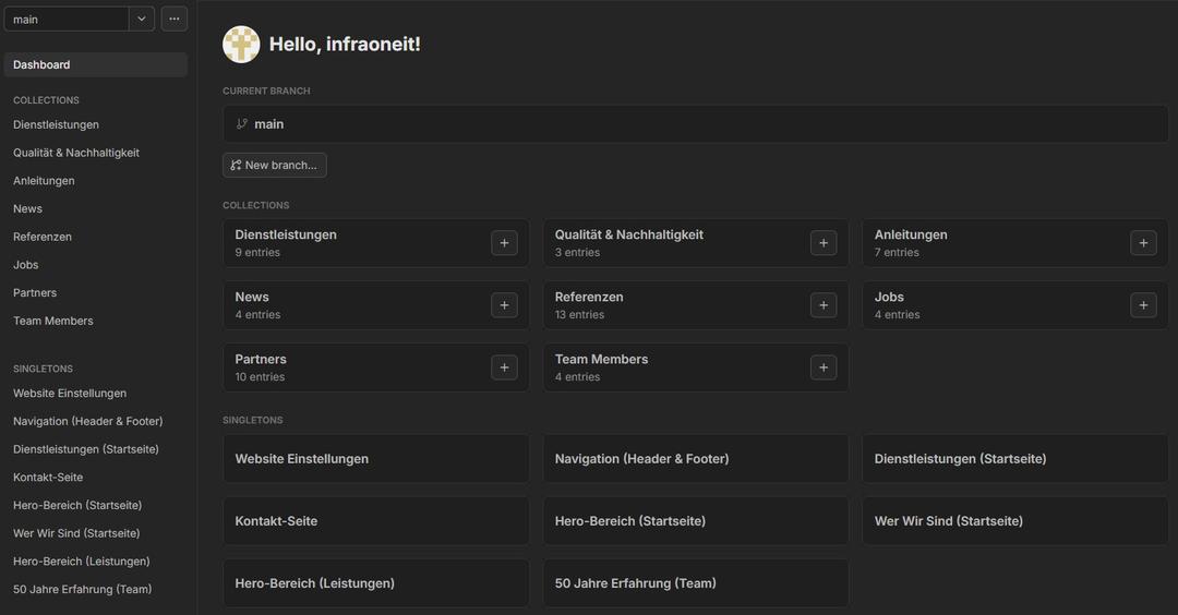 Keystatic CMS Dashboard – Intuitive Content-Verwaltung für Ihre Website